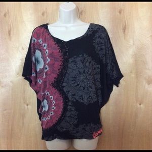DESIGUAL Batwing Short Sleeve Top Womens M